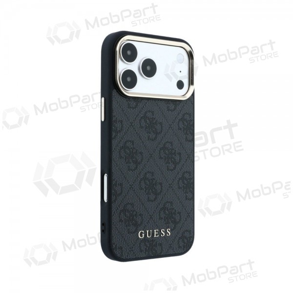 Apple iPhone 18 Pro fodral - Guess PU Leather 4G Gold Frame MagSafe (svart)