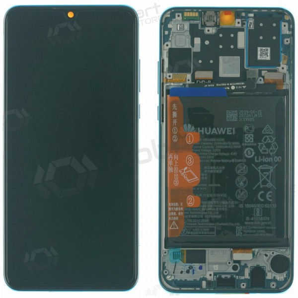 Huawei P30 Lite 48MP skärm (blå) (Peacock Blue) (med ram och batteri) (service pack) (original)