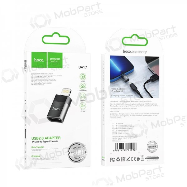 Adapter Hoco UA17 Lightning to Type-C svart