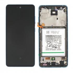 Samsung Galaxy A525 A52 4G / A526 A52 5G 2021 skärm (blå) (med ram och batteri) (service pack) (original)