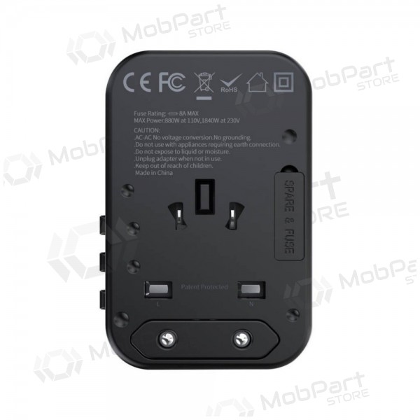 Universell kelioninis laddare Choetech PD5009 65W 2xUSB-C/USB-A svart