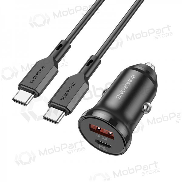 Laddare automobilinis Borofone BZ18A USB-A/Type-C PD20W+QC3.0 + Type-C (svart)