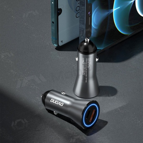 Dudao R4Max 55 W USB-C + USB-A billaddare, grå
