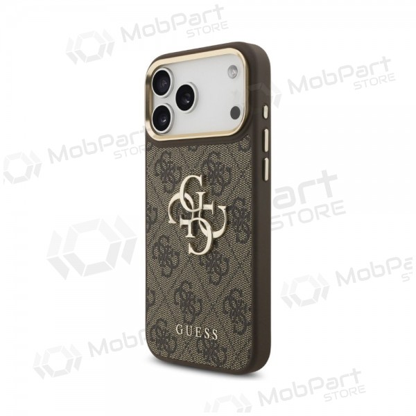 Apple iPhone 18 Pro Max fodral - Guess PU Leather 4G Metal Logo Gold Frame (brun)