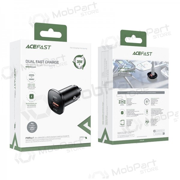 Laddare automobilinis Acefast B1 Mini 38W USB-C+USB-A svart