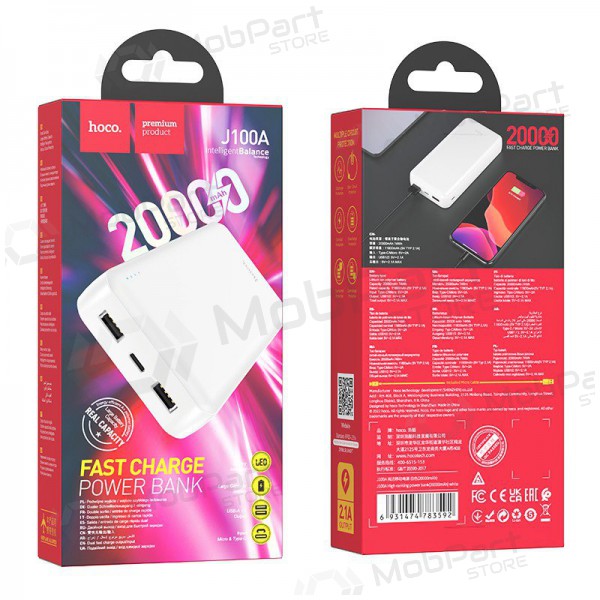 Powerbank Power Bank Hoco J100A 2xUSB-A 20000mAh vit