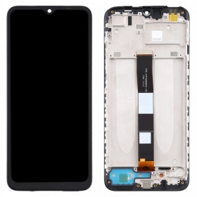 Xiaomi Redmi 9A / 9C / 9AT skärm (svart) (med ram) (service pack) (original)