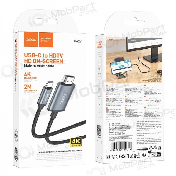 Adapter Hoco UA27 USB-C to HDMI grå