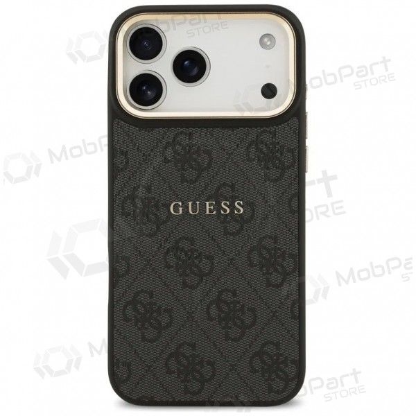 Apple iPhone 17 Pro fodral - Guess PU Leather 4G Gold Frame MagSafe (svart)