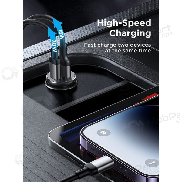 Laddare automobilinis Joyroom CCN05 USB-C/USB-A 30W svart