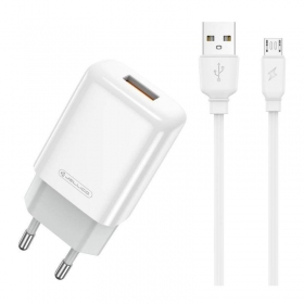Laddare buitinis Jellico EU01 2.4A USB + MicroUSB vit