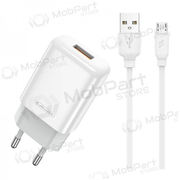 Laddare buitinis Jellico EU01 2.4A USB + MicroUSB vit