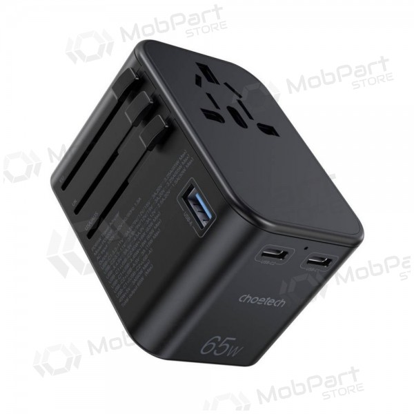 Universell kelioninis laddare Choetech PD5009 65W 2xUSB-C/USB-A svart