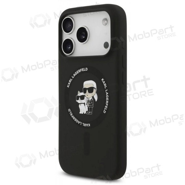 Apple iPhone 17 Pro fodral - Karl Lagerfeld Liquid Silicone Karl and Choupette MagSafe (svart)
