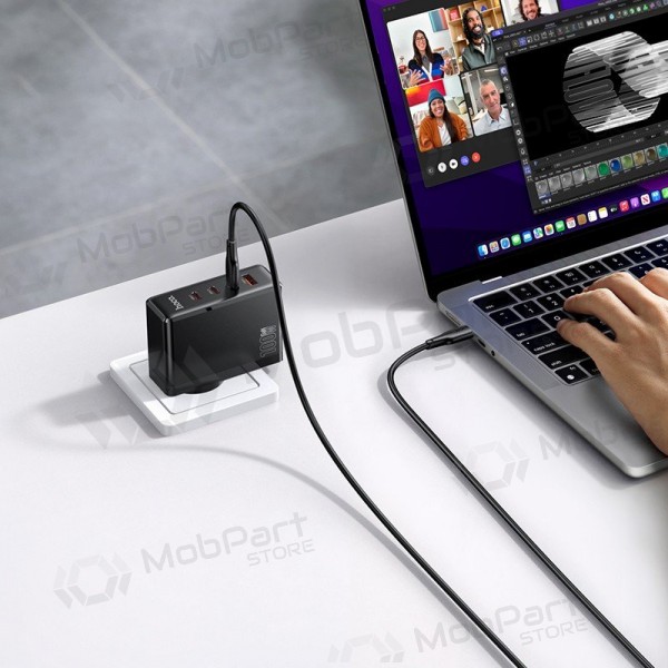 Telefonladdare Hoco N85 100 W 3x USB-C + USB-A svart