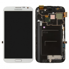 Samsung N7100 Galaxy Note 2 skärm (vit) (med ram) (service pack) (original)