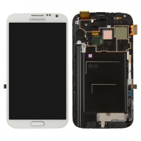 Samsung N7100 Galaxy Note 2 skärm (vit) (med ram) (service pack) (original)