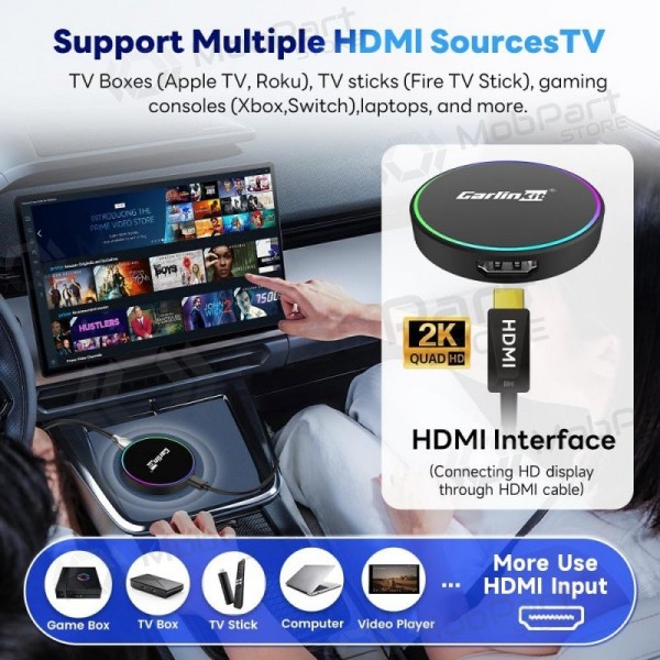CarPlay-adapter Carlinkit HD2CP Pro trådlös Android Auto svart