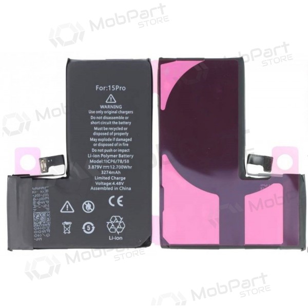 Apple iPhone 15 Pro batteri, ackumulator (Self-Diagnosable) (Premium)
