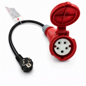 Adapter Reach CEE 16A 400 V till 220 V Schuko svart