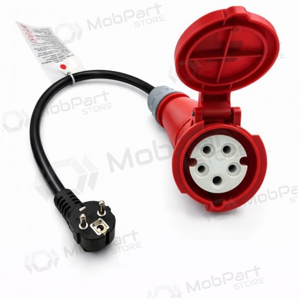 Adapter Reach CEE 16A 400 V till 220 V Schuko svart