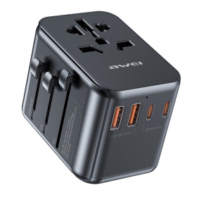 Universell kelioninis laddare Awei C-39 GaN 35W 2xUSB-A/3xUSB-C svart