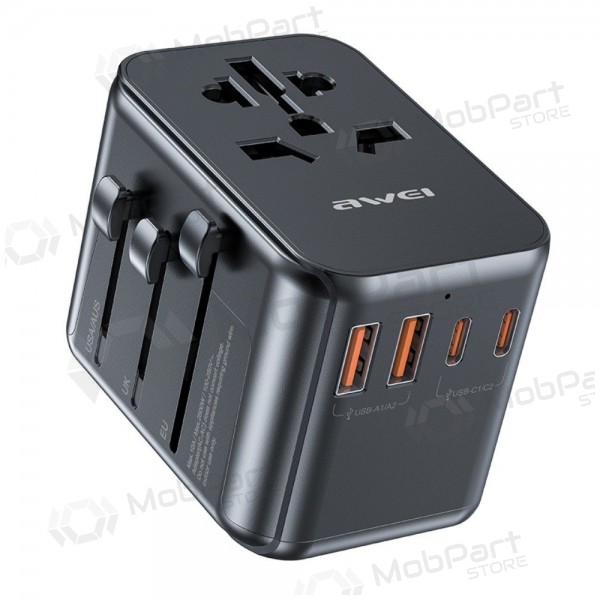 Universell kelioninis laddare Awei C-39 GaN 35W 2xUSB-A/3xUSB-C svart