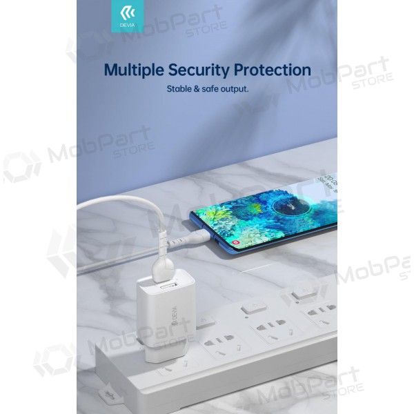 Laddare Devia Smart x 2 USB (2.4A) + MicroUSB, (vit)