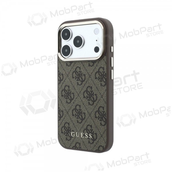 Apple iPhone 18 Pro fodral - Guess PU Leather 4G Gold Frame MagSafe (brun)