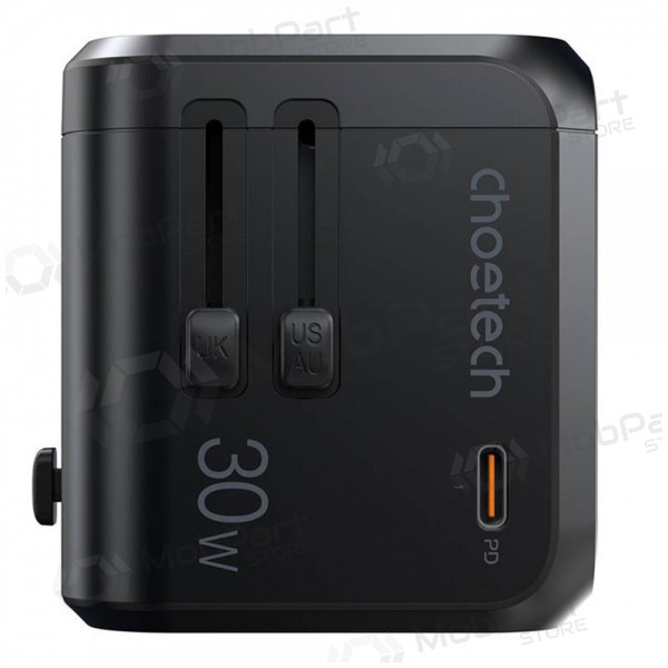 Universell kelioninis laddare Choetech PD5008 30W USB-C/3xUSB-A svart