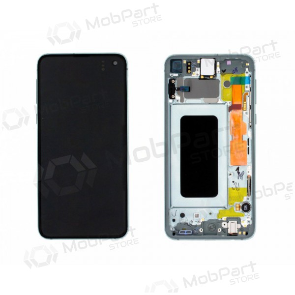 Samsung G970F Galaxy S10e LCD skärm (Prism Green) (med ram) (begagnad grade A, original)