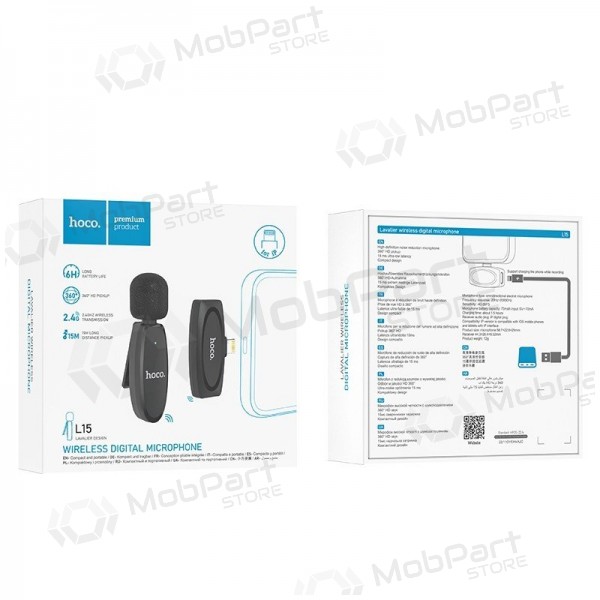 Mikrofon Hoco L15 Lightning svart
