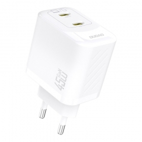 Telefonladdare Dudao A28P 45 W GaN 2x USB-C vit