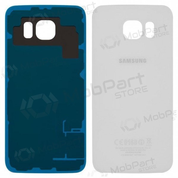 Samsung G920F Galaxy S6 baksida / batterilucka vit (white pearl) (begagnad grade B, original)