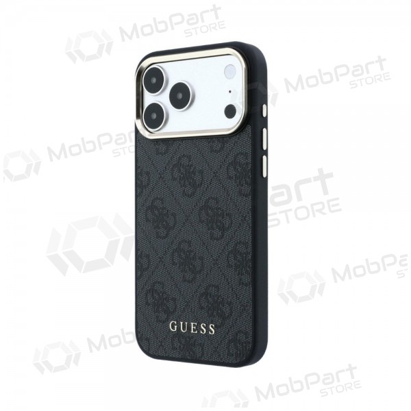 Apple iPhone 18 Pro fodral - Guess PU Leather 4G Gold Frame MagSafe (svart)