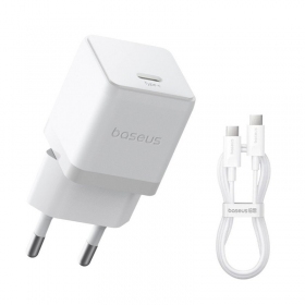 Laddare Baseus Palm 20W USB-C + USB-C to USB-C cable 1.0m vit P10111602213-01