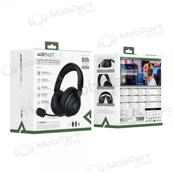 Trådlösa hörlurar Acefast H15 Gaming over-ear med mikrofon USB-C svarta