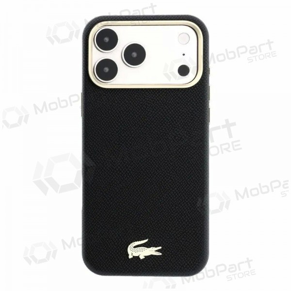 Apple iPhone 18 Pro Max fodral - Lacoste PU Leather Champs Elysees Gold Logo MagSafe (svart)