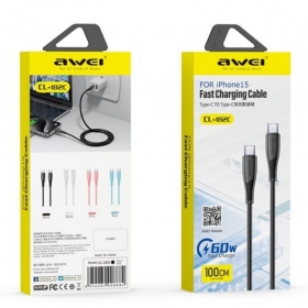 USB kabel Awei CL-182C USB-C to USB-C 1.0m vit