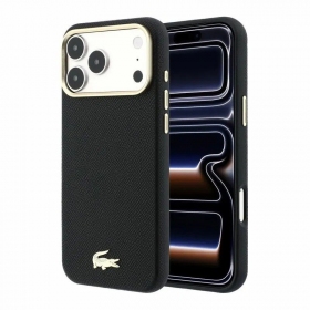 Apple iPhone 18 Pro fodral - Lacoste PU Leather Champs Elysees Gold Logo MagSafe