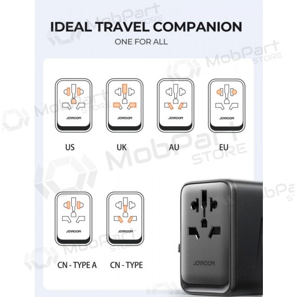 Universell kelioninis laddare Joyroom JR-TCW01 3xUSB-A/USB-C svart