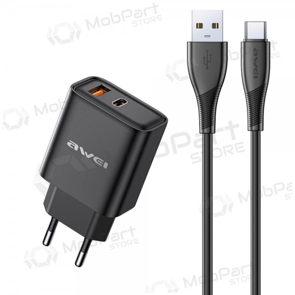 Telefonladdare Awei PD81T-EU 22.5 W USB-C + USB-A PD svart