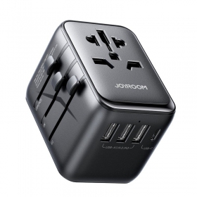 Universell kelioninis laddare Joyroom JR-TCW01 3xUSB-A/USB-C svart