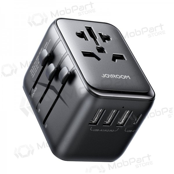 Universell kelioninis laddare Joyroom JR-TCW01 3xUSB-A/USB-C svart