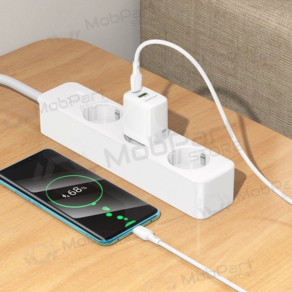 Telefonladdare Borofone BN29 30 W USB-C + USB-A med USB-C-kabel 1 m vit