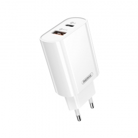 Telefonladdare Remax RP-U37 20 W USB-C + USB-A vit