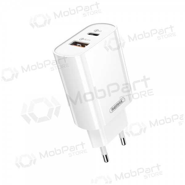 Telefonladdare Remax RP-U37 20 W USB-C + USB-A vit