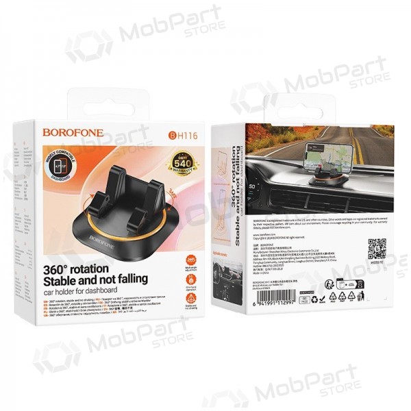 Universal bilhållare Borofone BH116 (dashboard) svart