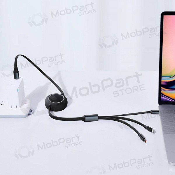 USB kabel Baseus Bright Mirror Type-C - microUSB+Lightning+Type-C 100W 1.2m (svart) CAMLC-AMJ01
