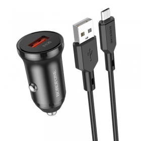 Laddare automobilinis Borofone BZ18 Quick Charge 3.0 18W + MicroUSB (svart)